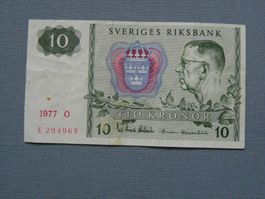 Sammlerstück: Schwedische 10 Kronen Banknote von 1977!