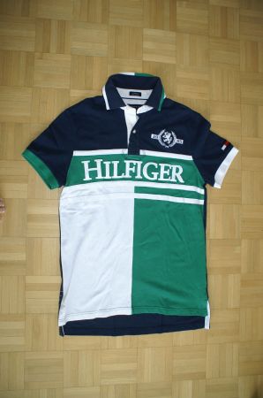 Herren Poloshirt von Tommy Hilfiger, XS, in grün/blau/weiss
