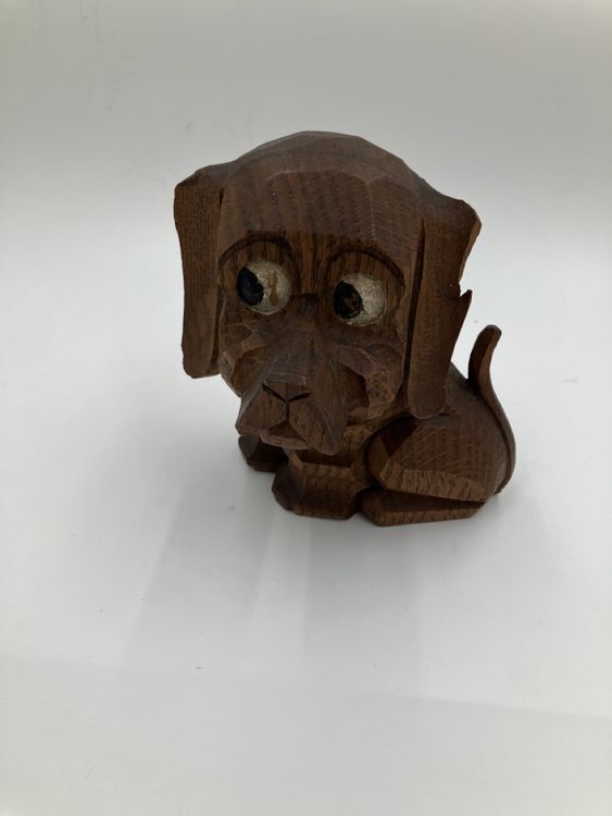 Yewseas Holzstatue Mann Und Hund - Handgemachte Holzskulptur Deko