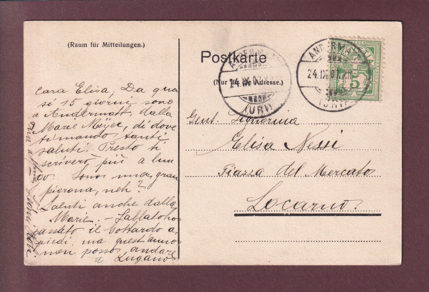 Cartoline postali: SCHÖLLENEN - 1907 – Usato da Pully venduto da nicecards 1