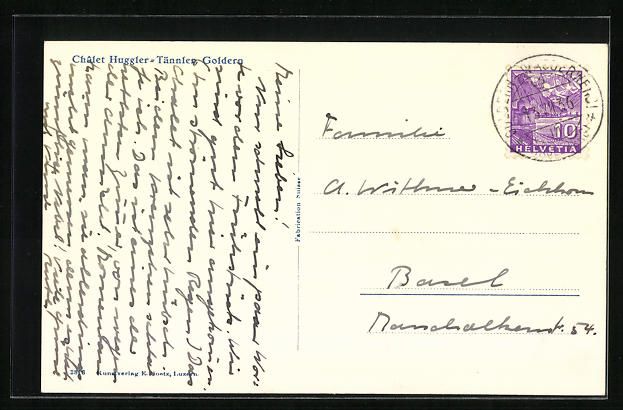 Cartoline postali: AK Goldern, Chalet Huggler-Tännler – Usato da Berlin venduto da bartko-reher 1