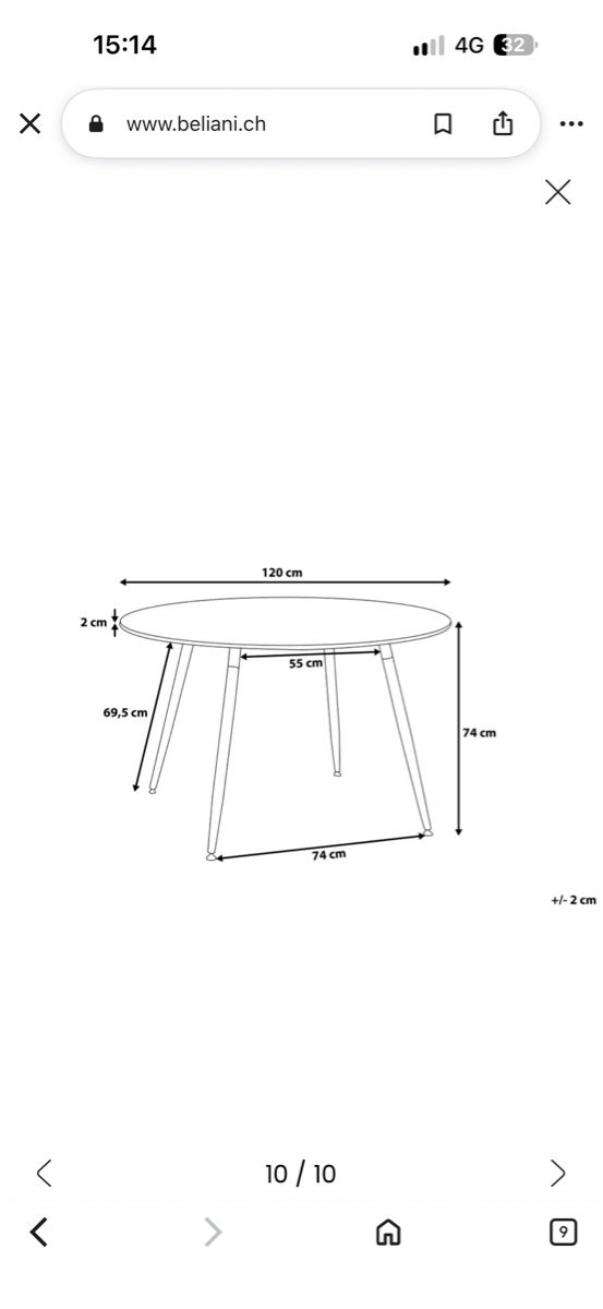 Beliani Tische: Esstisch BOVIO Schwarz 120 cm  – Gebraucht aus Kloten von toni_depa 4