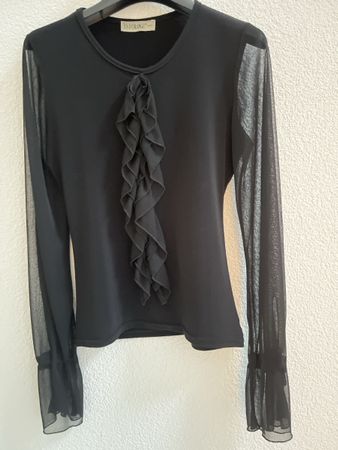 Jus D'Orange Shirt Schwarz Gr. S mit Volants & Tüllärmel