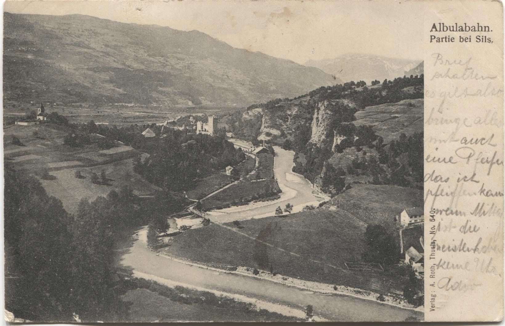 Cartoline postali: ALBULA-BAHN bei SILS GR 1909 – Usato da Rothrist venduto da Clanx