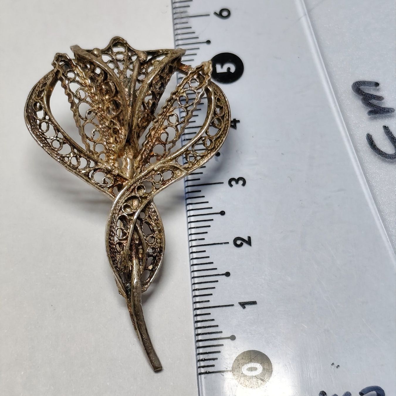 Broschen & Nadeln: Silver silver Vintage Brosche Tulpe Blume - Antiker – Gebraucht aus Châtelaine von Tropic.Watch2 6