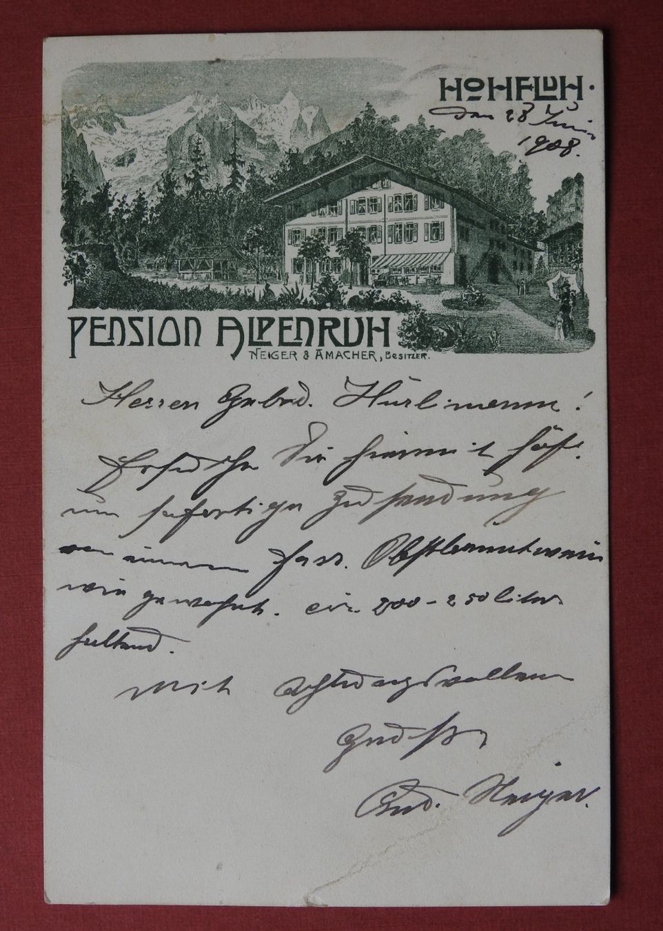 Cartoline postali: Hohfluh  Pension Alpenruh – Usato da Rain venduto da 999-800-K