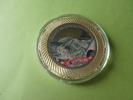 vergoldete Medaille 70 mm PP, St. Gotthard