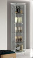 Glasvitrine, ESG Glas, Oval, LED, Weiss (T.64xT.44xH.190cm)
