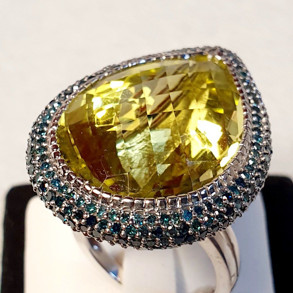 Anelli: Ring Silber mit Citrin und blauen Diamanten – Nuovo (secondo la descrizione) da Zürich venduto da benedikt12 2