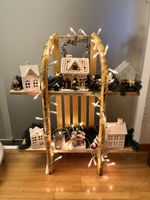Weihnachtsdeko Häuser Lichterkette Schlitten Vintagedeko