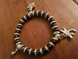 Armband Strand Motive schwarz silberf.