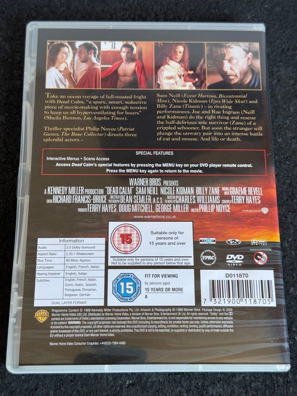 Tutti i DVDs: DEAD CALM "Todesstille" DVD EN/FR/IT De-Untertittel – Usato da Fribourg venduto da tschjoly 1