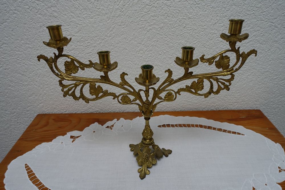 Vintage 5-armiger Kerzenständer Bronze - Barock Kerzenleuchter Für Weihnachten & Wohnzimmer