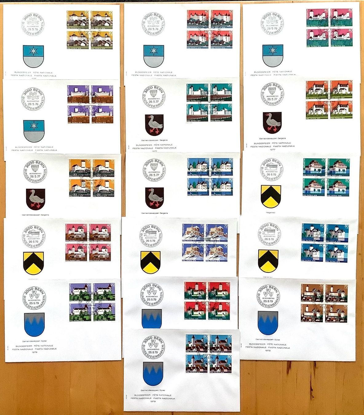Tutti i francobolli: 1976-79 FDC - Schlösser Viererblock – Nuovo (secondo la descrizione) da Liestal venduto da Pep3