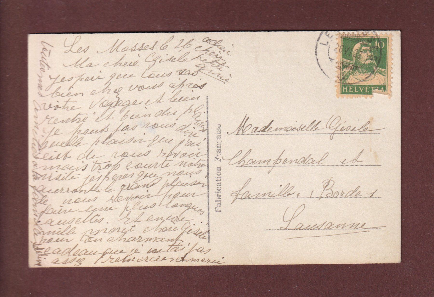 Cartoline postali: Un Bonjour des MOSSES - 1927 – Usato da Pully venduto da nicecards 1