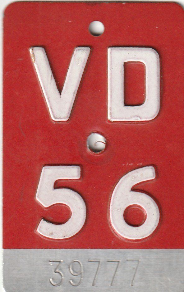 Ecriteaux: Velonummer  VD  1956  Top Zustand – D'occasion à Rupperswil par Ema10