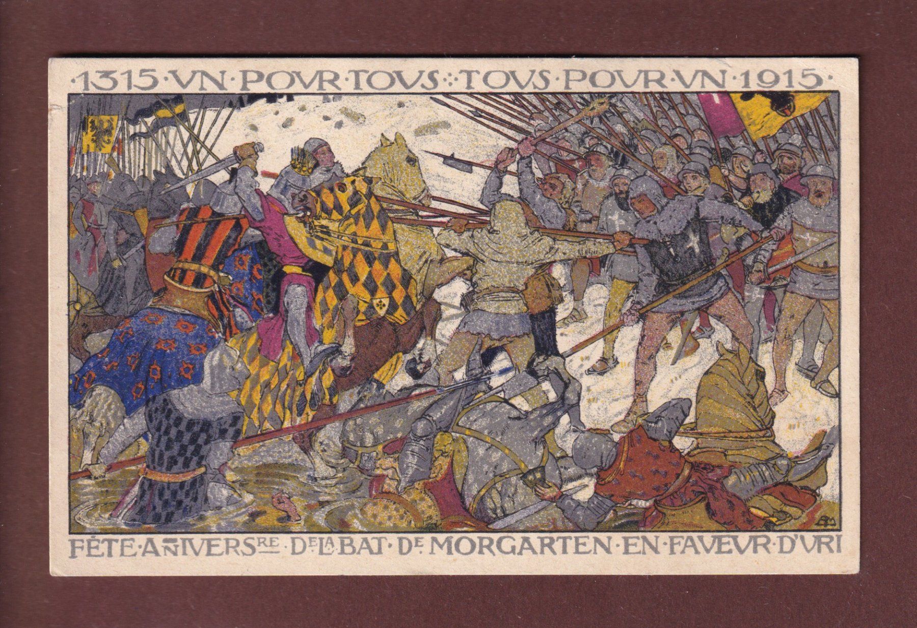 Cartoline postali: 600 ans MORGARTEN - 1920 – Usato da Pully venduto da nicecards