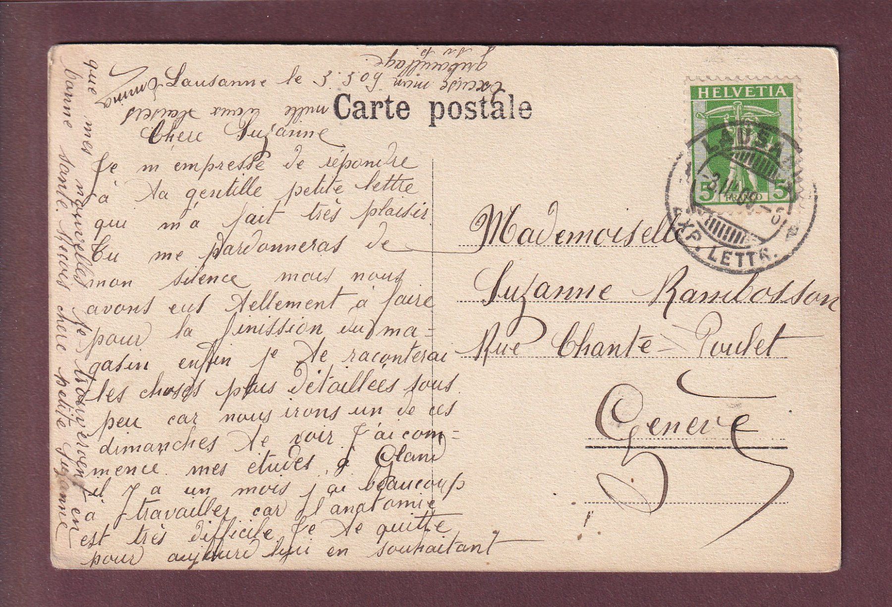 Cartoline postali: GLAND - Sanatorium du Léman - 1909 – Usato da Pully venduto da nicecards 1