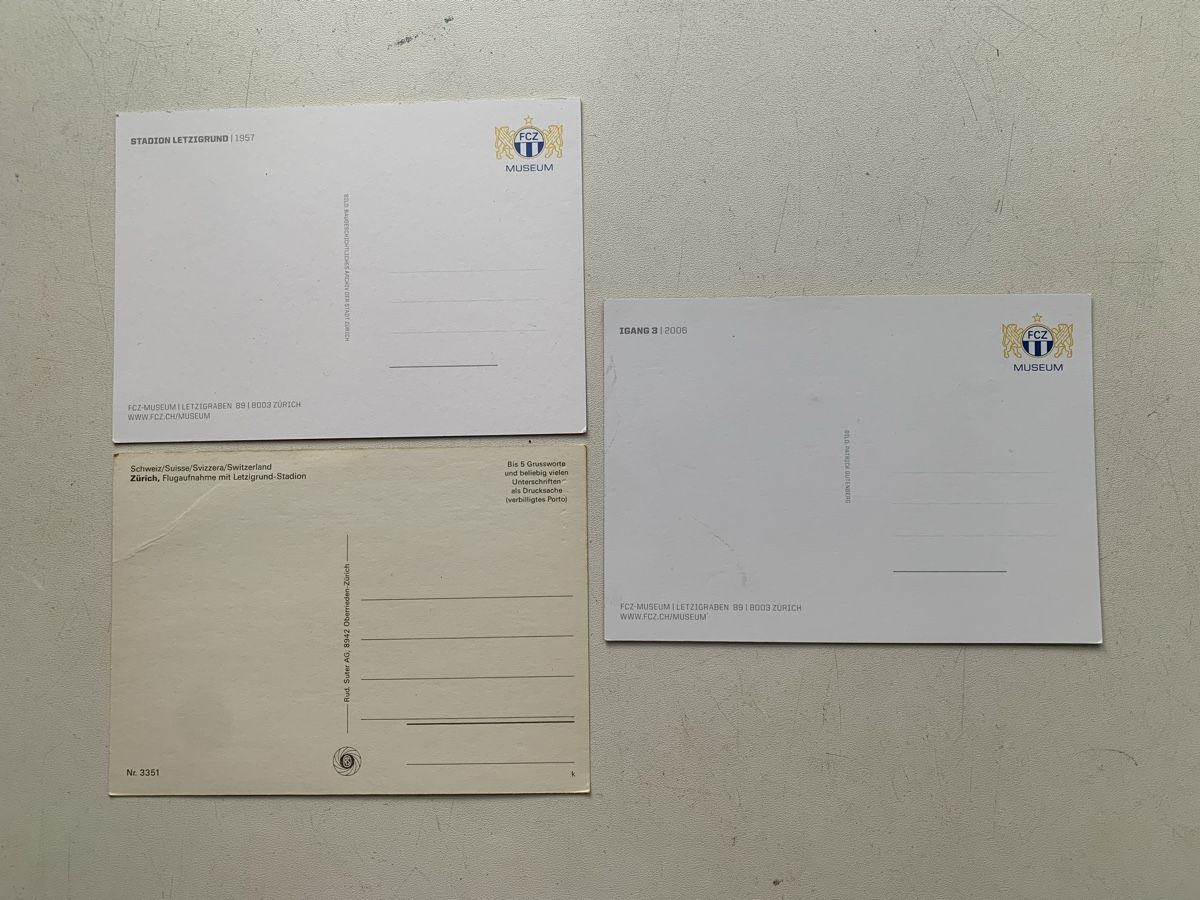 Cartoline postali: AK Letzigrund Zürich, 3 Stk. – Usato da Egg b. Zürich venduto da ohtannenbaum 1
