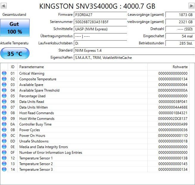 Kingston Harddisks: Kingston NV3 4TB NVMe M2 SSD – Gebraucht aus Amriswil von hardware_uschi 1