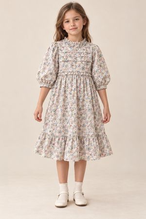 Vestito bambina fantasia floreale cotone taglia 10 anni