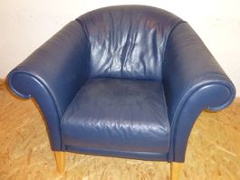 Leder polstersessel blau