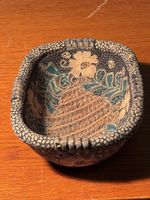 Vintage Batik Fabric Covered Basket Home Decor Display