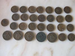 1 Rappen, 2 Rappen, 29 Stück, 2X 1939
