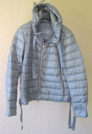 Daunenjacke „Herno“, mit Kapuze, grau/grünlich, Gr.40