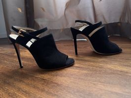 Schwarzer, eleganter Riemen-Sandale „DEIMILLE“ aus Wildleder