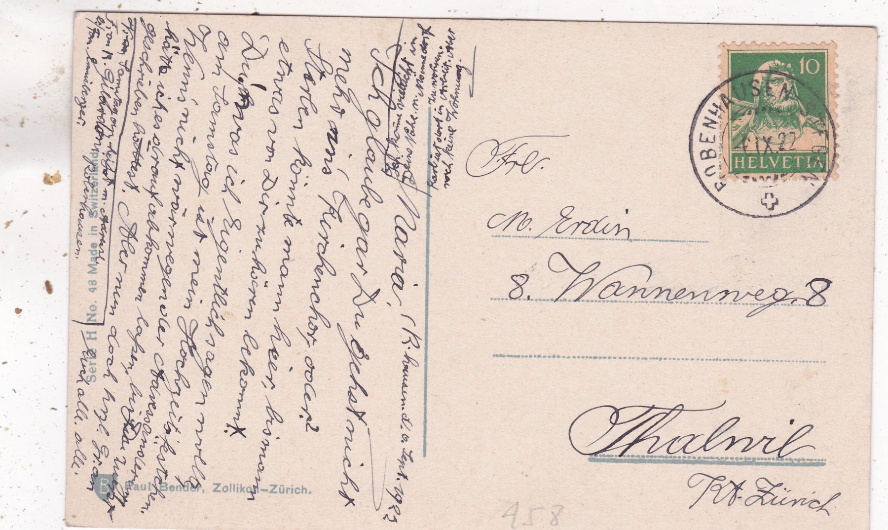 Cartoline postali: Kitsch Blumen 1922 – Usato da Herisau venduto da Lisegrat2008 1