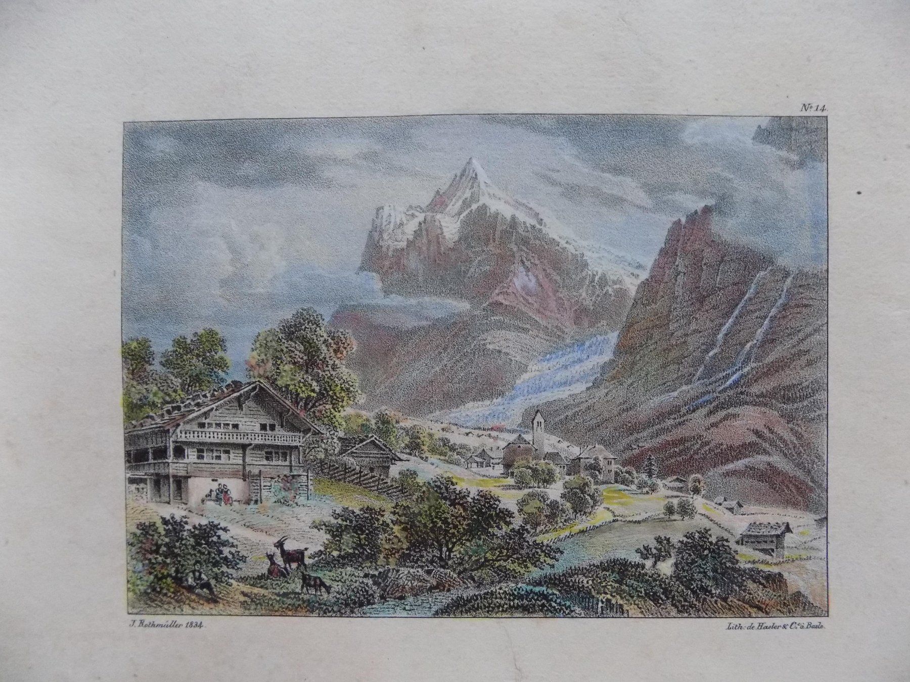 Incisioni: Grindelwald kolorierte Lithographie – Usato da Risch venduto da Antikfee 1