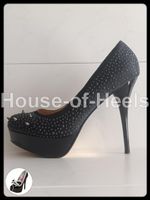 Escarpins Even&Odd 42 talon 14cm plateau 3cm strass noir