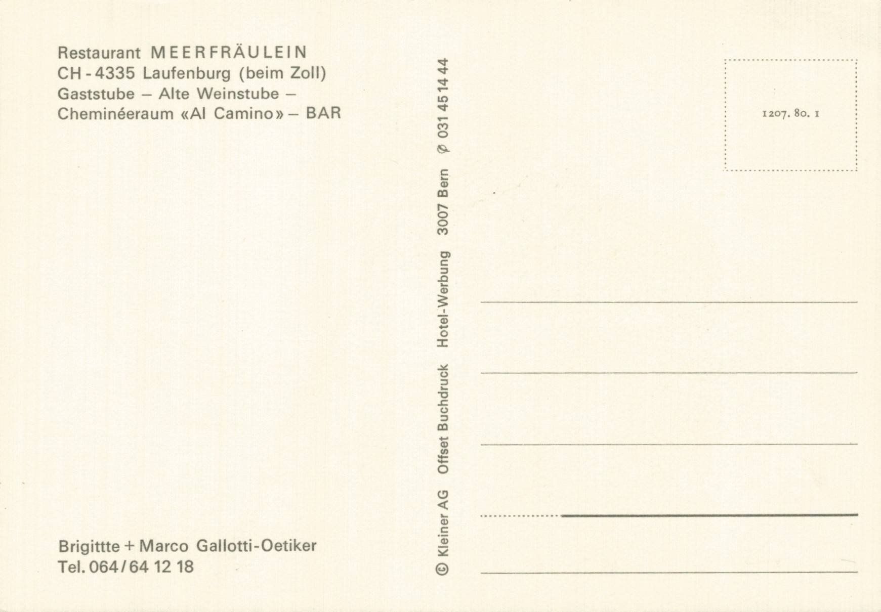 Cartoline postali: Restaurant Meerfräulein, gemütliche Stube & Cheminée – Usato da Luzern venduto da Kartenansicht 1