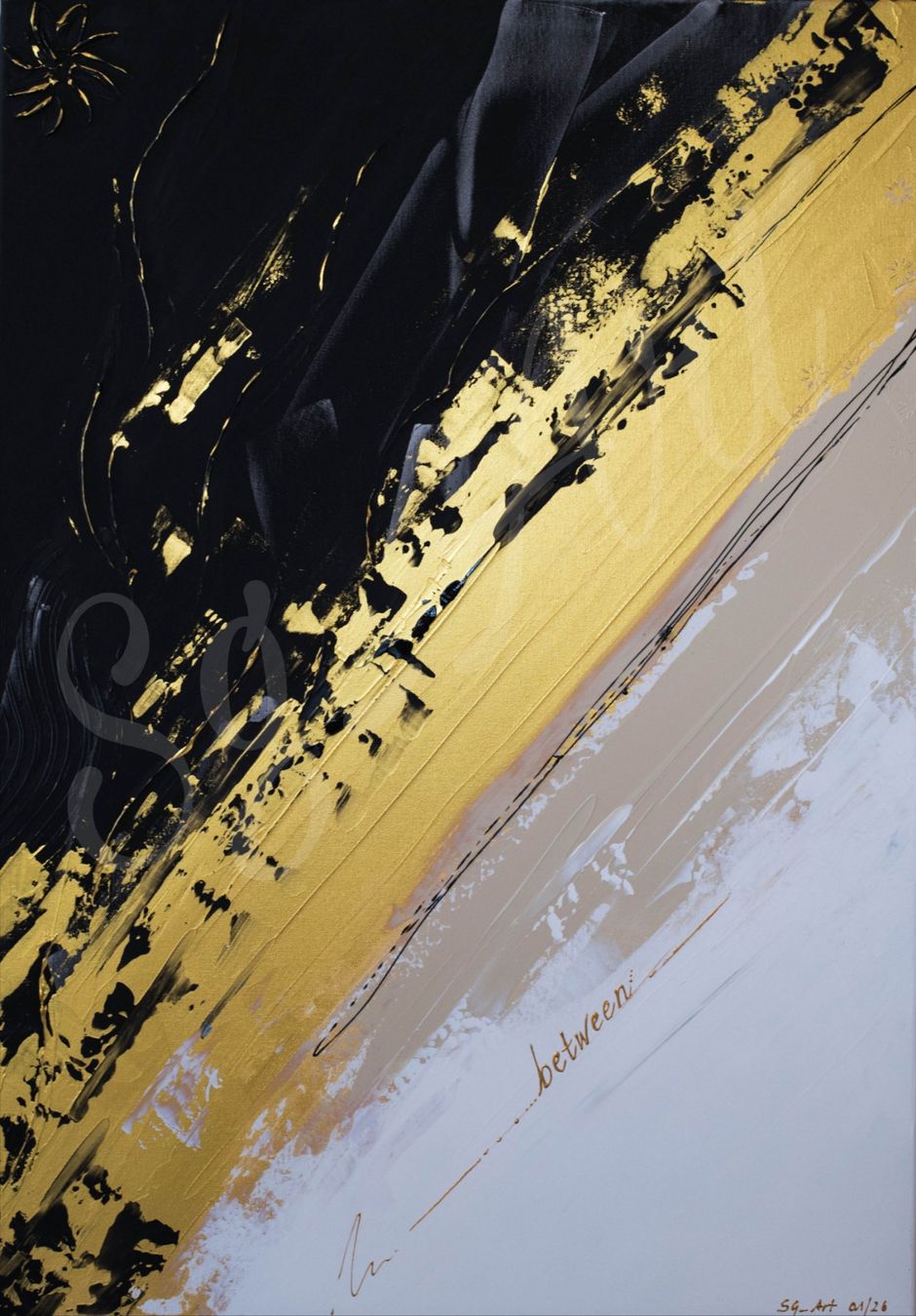 Dipinti: Acrylbild abstrakt schwarz gold beige "between" Unikat – Nuovo e nell'imballaggio originale da Rheinau venduto da Sussel 1