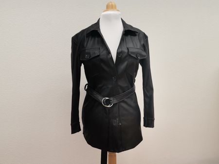 TODAY Leder Jacke Schwarz S mit Gürtel