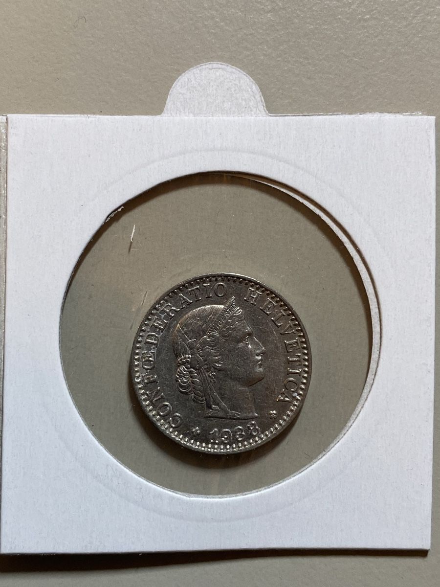 Alle Münzen: Suisse - 20 centimes - 1938 – Gebraucht aus Payerne von Mike1682 1