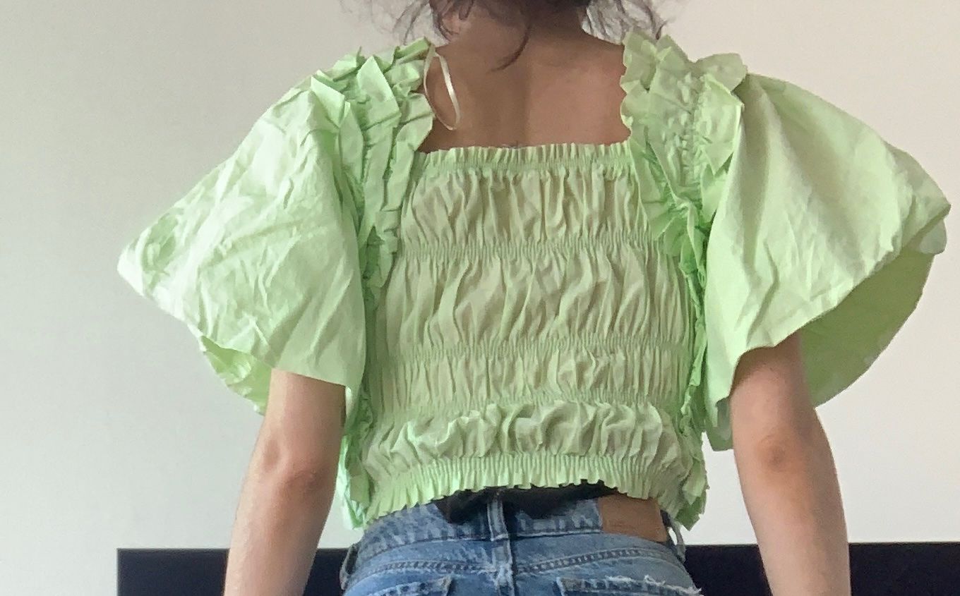 Zara Top: Crop top manche large vert pomme Zara – Usato da Genève venduto da rez_c6c6 6
