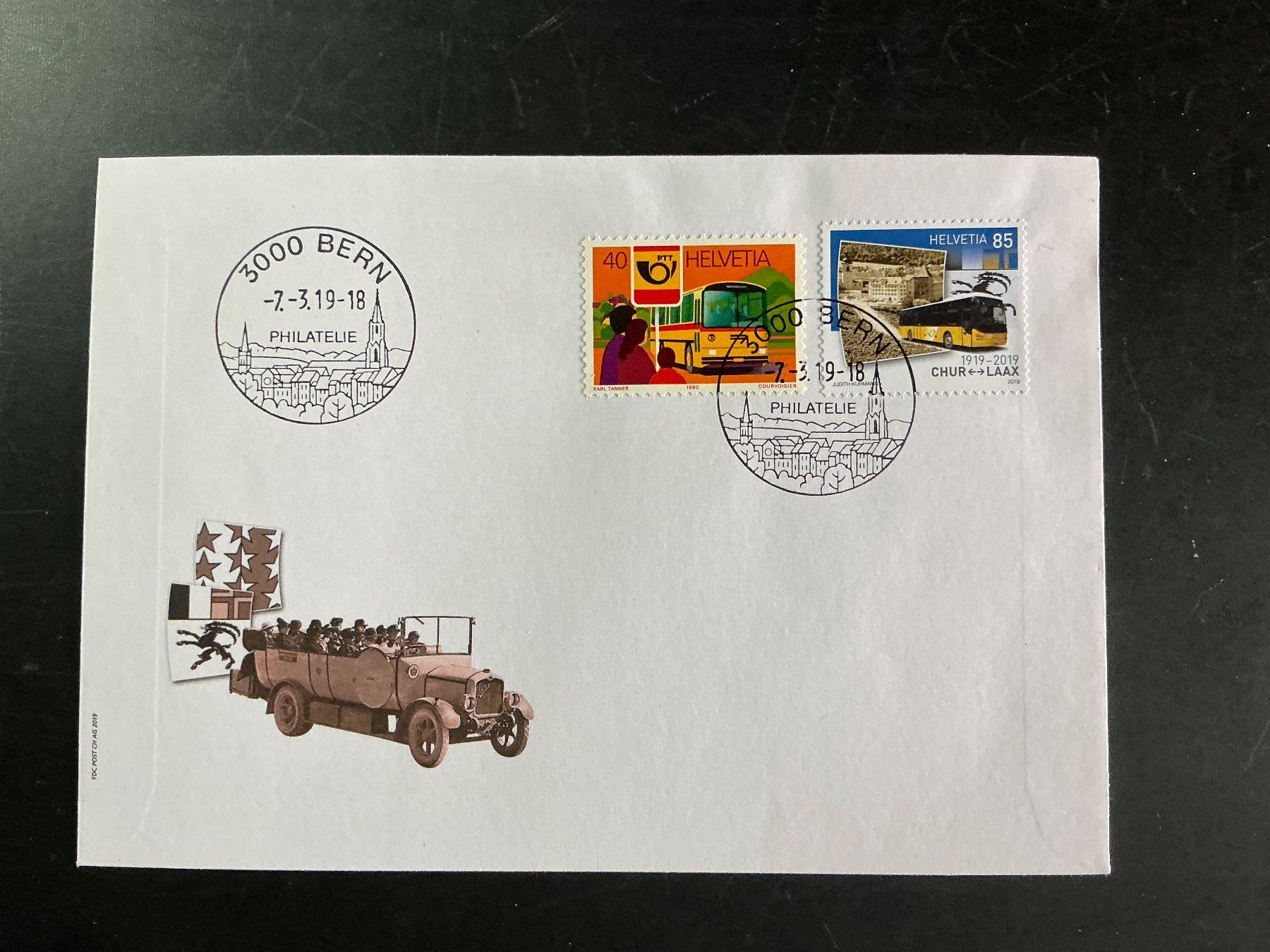 Alle Briefmarken: FDC 100 Jahre Postautolinien – Gebraucht aus Hedingen von Juniswiss