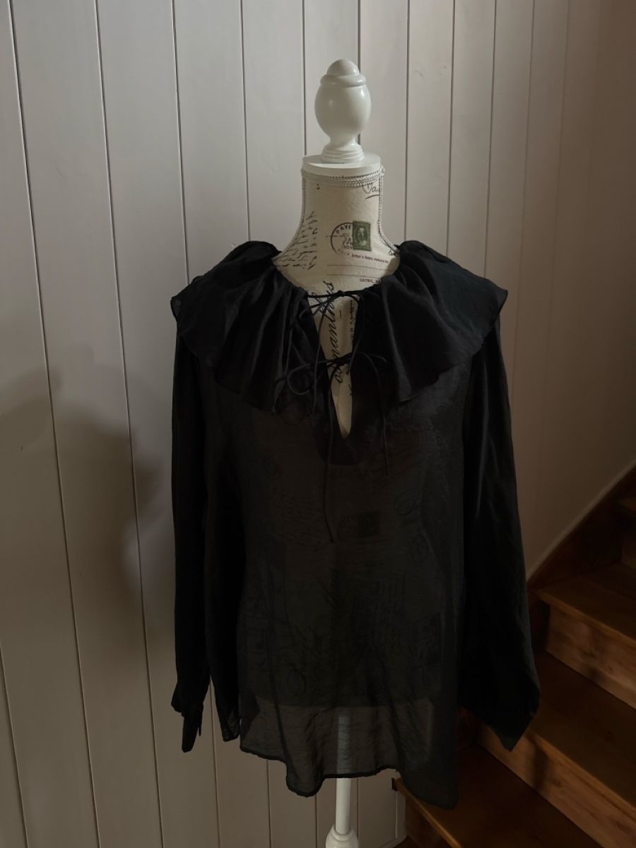 H&M Blusen: Schwarze Rüschenbluse mit Bindeband, Gr. XL – Neu und originalverpackt aus Cham von matap1