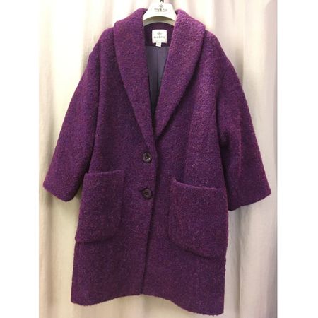Piu & Piu Übergangs Mantel Woll Mix gefüttert violett Gr 44