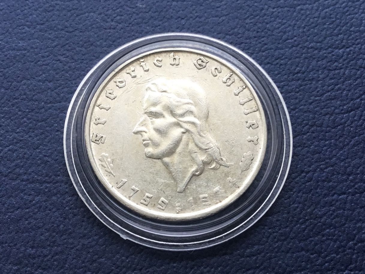 Tutti le monete: 2 Reichsmark Friedrich Schiller 1934 – Usato da St. Margrethen SG venduto da alfapeugeot10 2