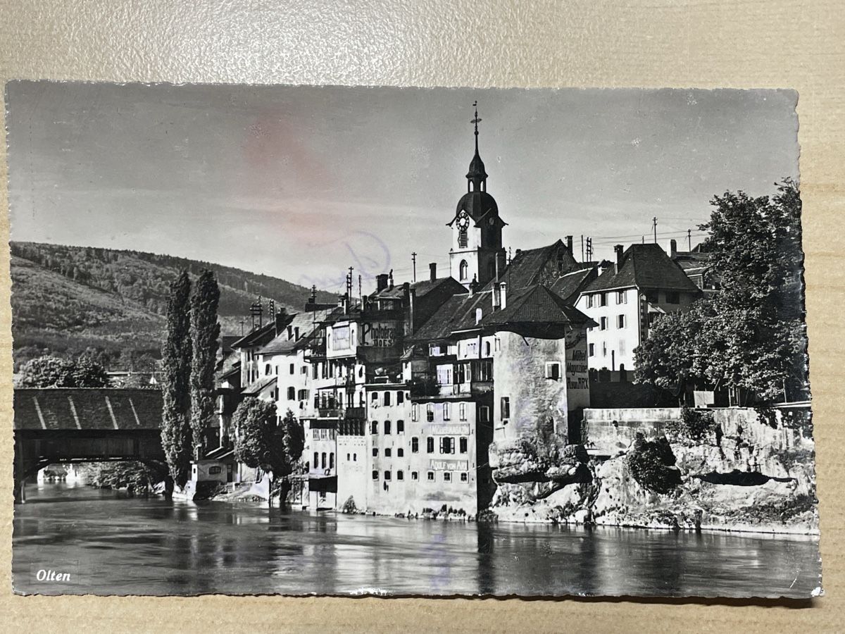 Cartoline postali: Alte Ansichtskarte von Olten, 1950er Jahre – Usato da Ehrendingen venduto da renue