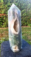 💚🤍 Beeindruckender Moosachat Obelisk in AAA-Qualität ✨