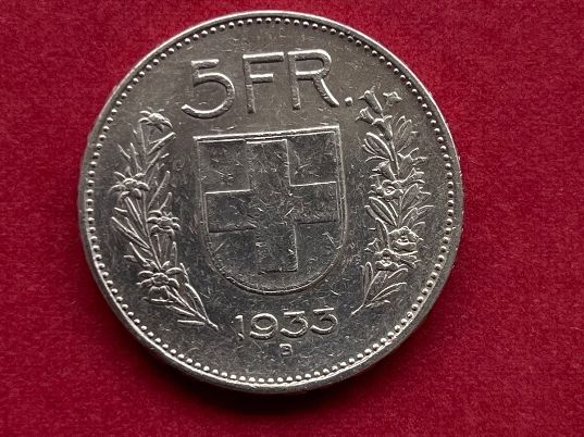 Alle Münzen: Silbermünze 5 Fr. 1933 schön – Gebraucht aus Oberrieden von Zimartin1