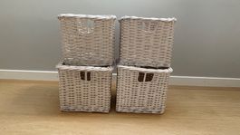 6 paniers de rangement en osier blanc, pratiques!
