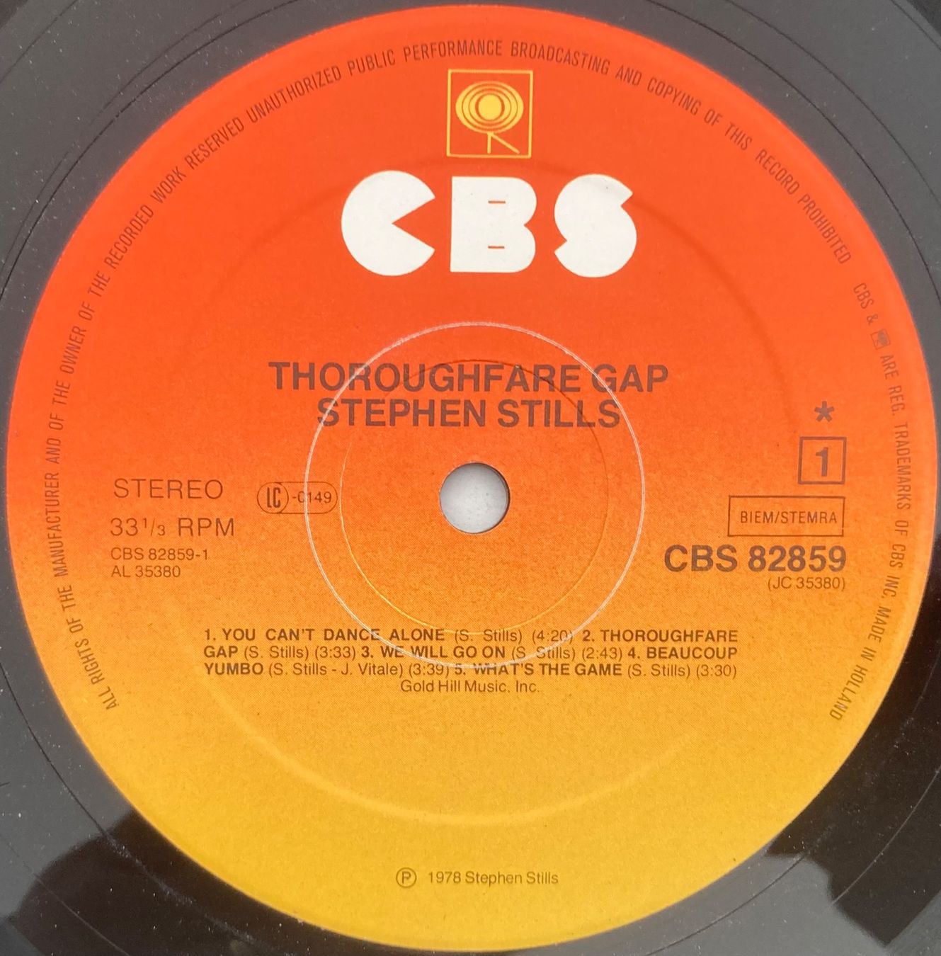 Schallplatten: STEPHEN STILLS - THOROUGHFARE GAP – Gebraucht aus Poliez-Pittet von Newtown-Records 3