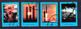 4 Timbres - UAE _ Ajman -  Apollo 11 - Oblitérés 1969