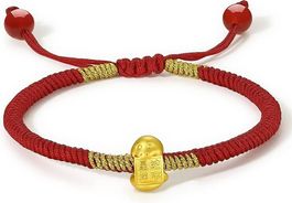 24K Gold Kordelarmbänder Chinesisches Tierkreiszeichen Charm