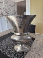 Deko Vase silberfarben Metall oval guter Zustand